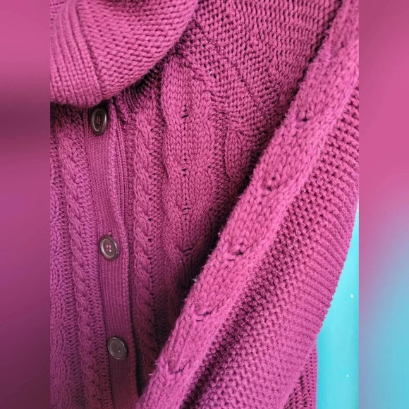 Joe Fresh Burgundy Sweater Long sleeve knit cowl neck buttons Small - Picture 5 of 12